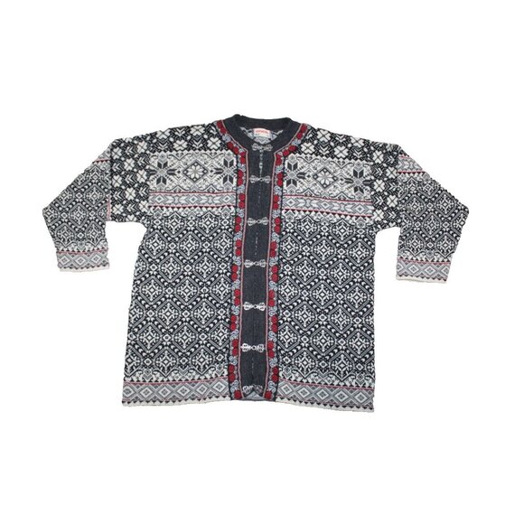 Norwear Stavanger Wool Knit Sweater Cardigan Nordic Fair Isle Size 2XL XXL - Picture 1 of 7
